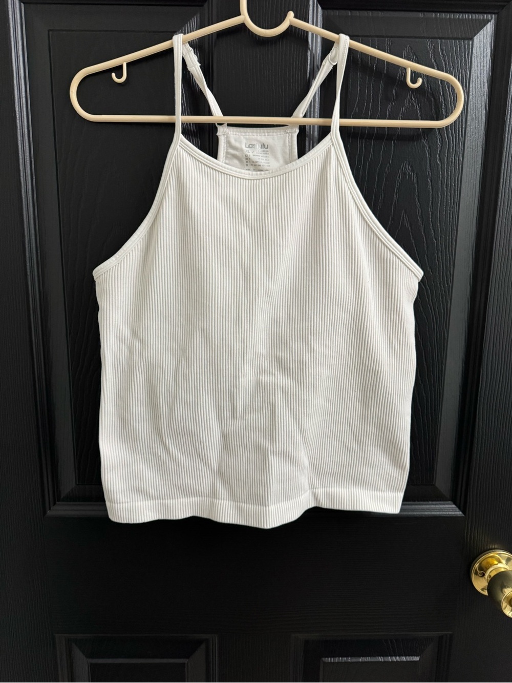 White Ribbed Halter Tank Top - Women